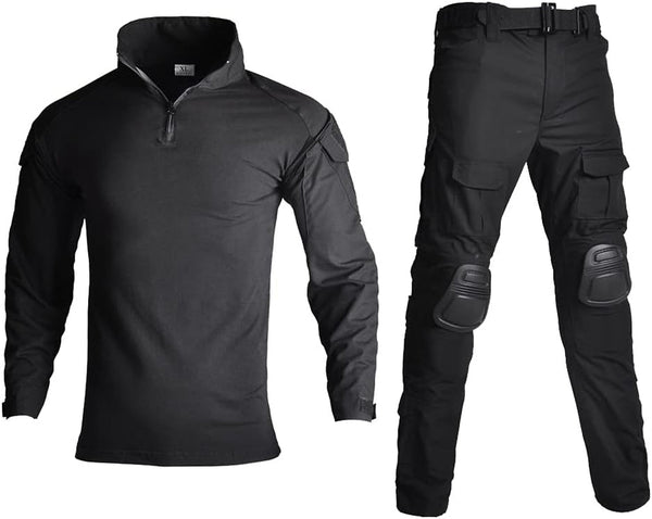 Mens Tactical Military Suits Long Sleeve Rip-Stop Uniforms Combat Shirt and Pants Elbow Knee Pads