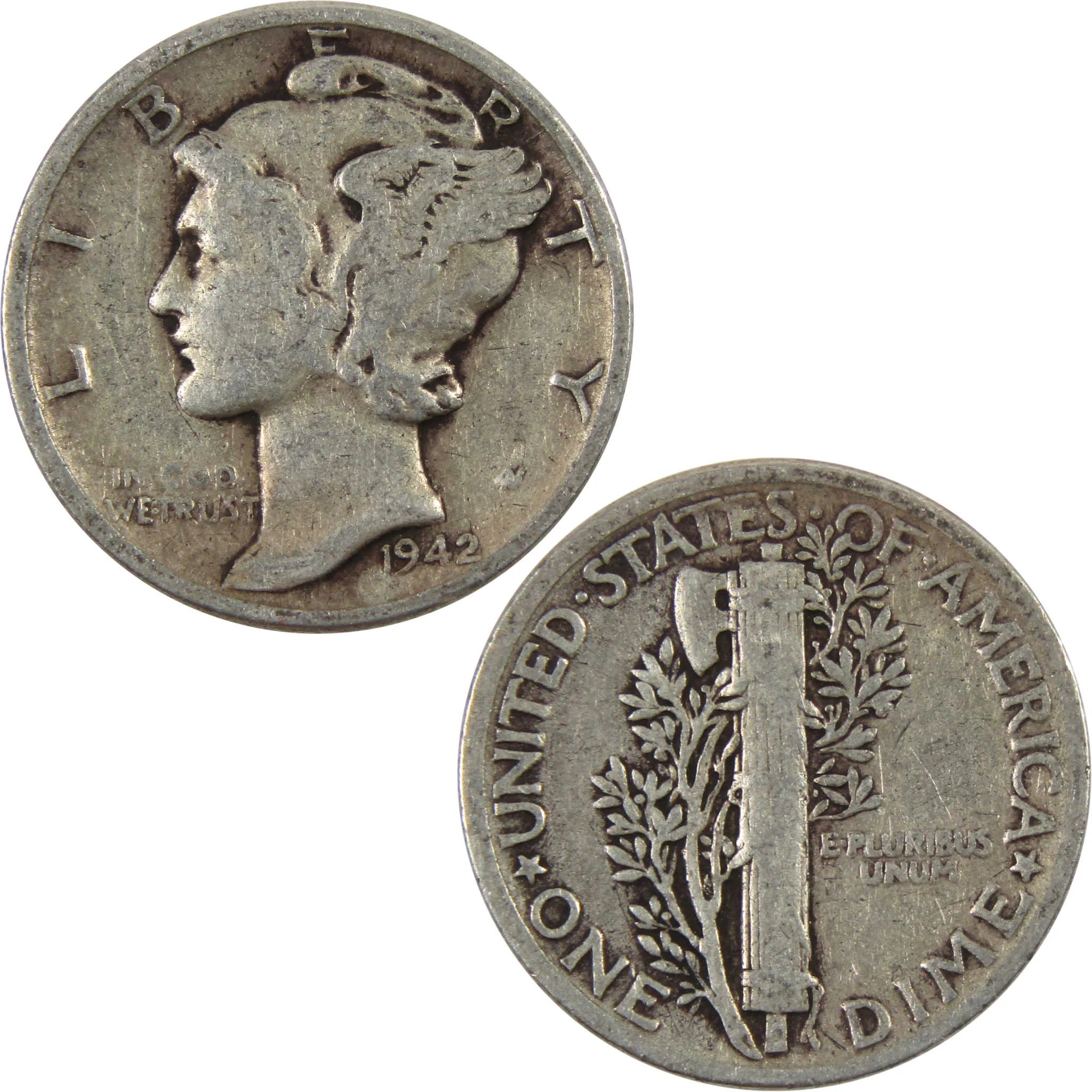 1942 Mercury Dime AG about Good 90% Silver 10C Coin Master Coins
