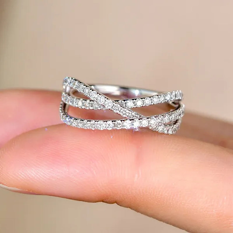 Trendy Twisted Ring for Women Bride Jewelry Wedding Engagement Anniversary Party Band Gift