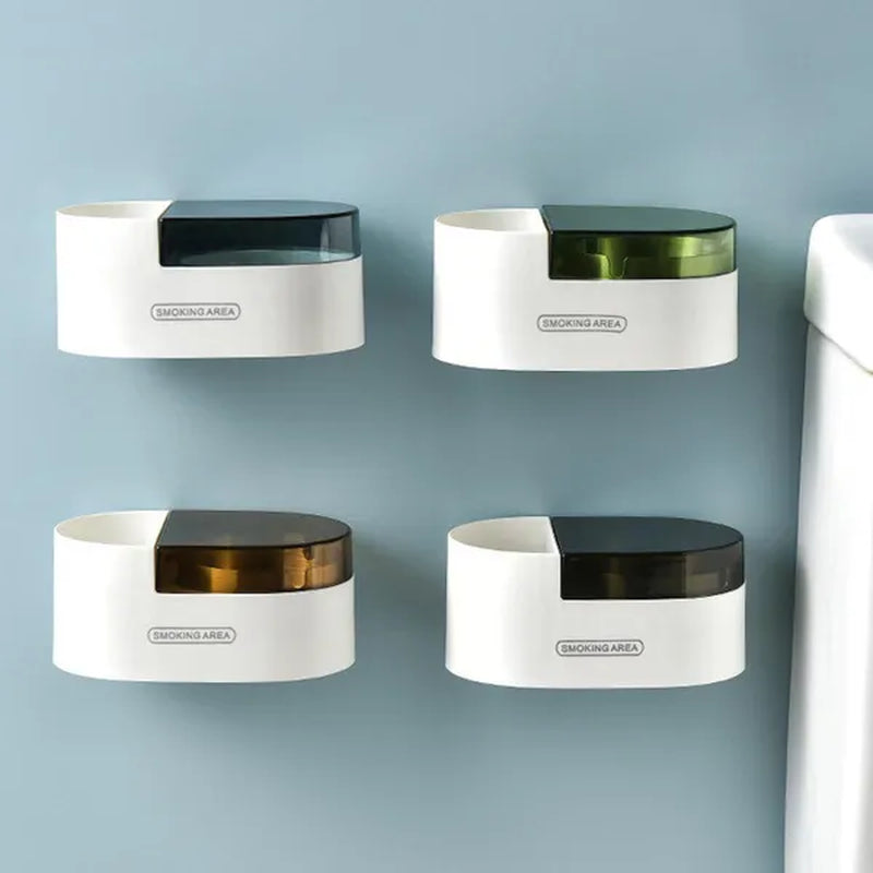 Stainless steel wall-mounted ashtray with lid,cigarette Storage Rack Creative Bathroom Wall Stainless Steel Ashtray