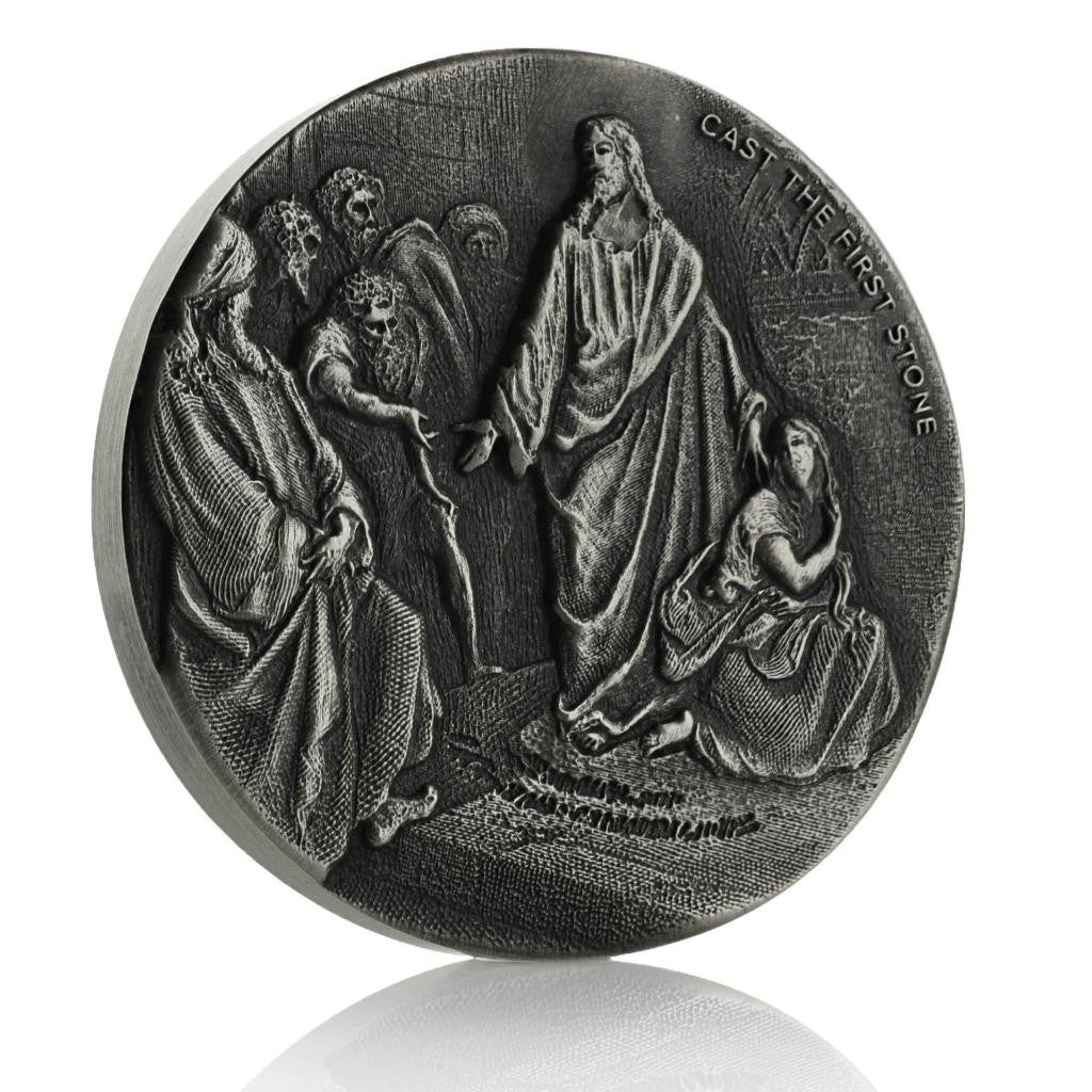 2019 2 Oz .999 Silver Coin - Cast the First Stone - Biblical Coin Series #A493