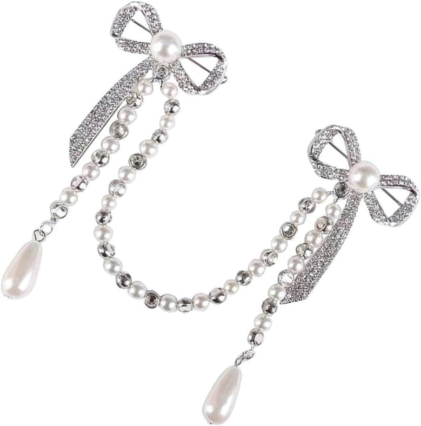 Diamond Tassel Pearl Brooch Chain Alloy Shiny Corsage Women'S Unique Brooch for Parties and Daily Wear