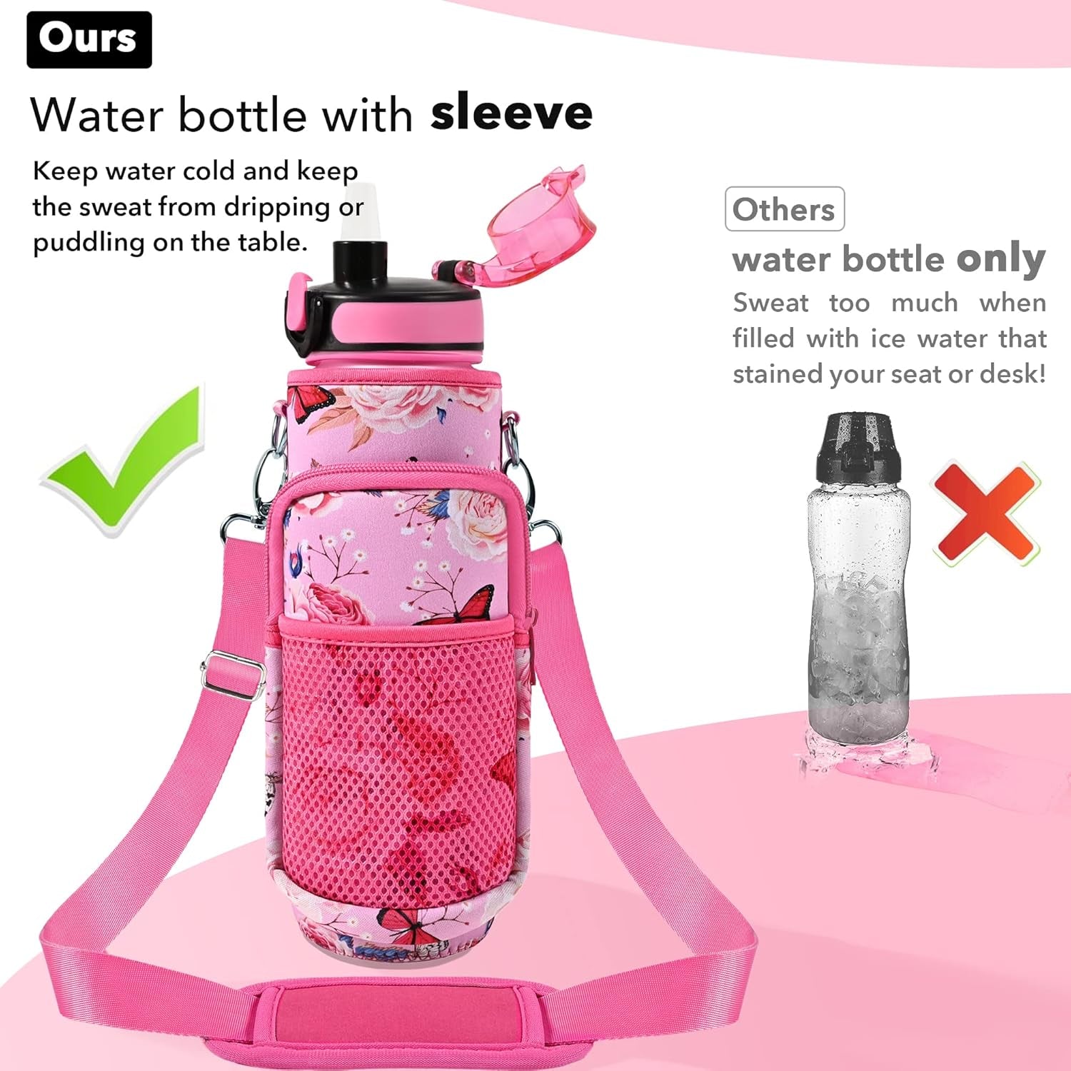 32 Oz Water Bottles with Straw & Strap, Motivational Water Bottles with Times to Drink, BPA Free Reusable Sports Water Bottle with Sleeve Carrier for Hiking, Travel, Running or Fitness