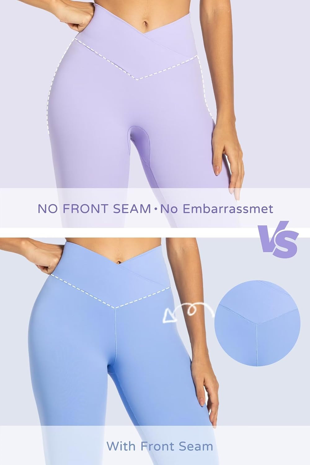 Womens Flare Leggings No Front Seam Flare Yoga Pants with Tummy Control Crossover High Waist and Wide Leg