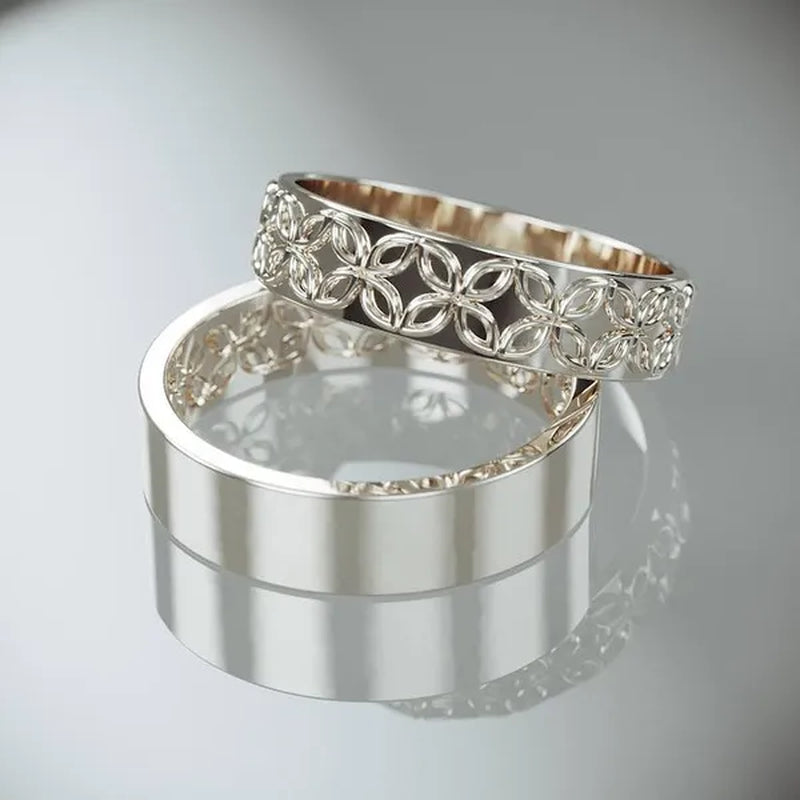 2Pcs Fashion Exquisite 925 Sterling Silver Engagement Wedding Love Set Ring Size 6-10