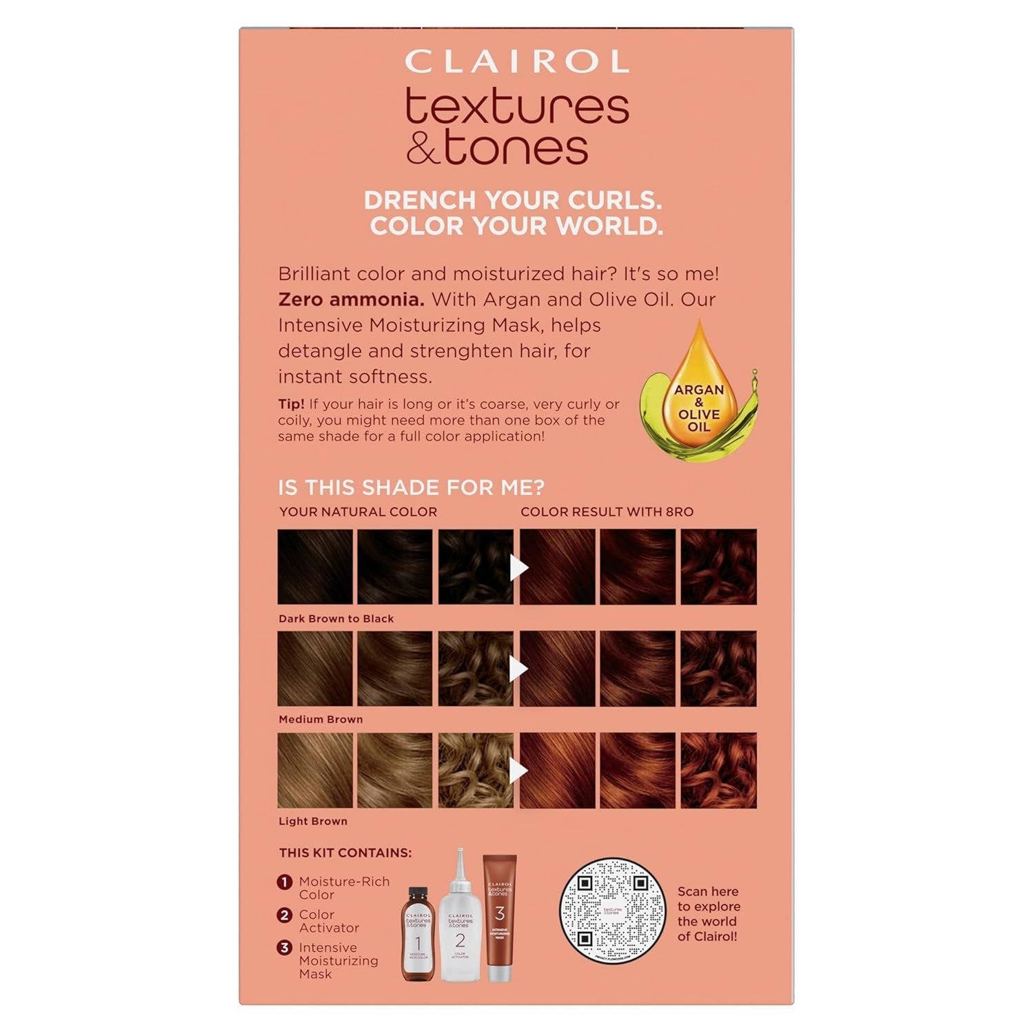 Textures & Tones Permanent Hair Dye, 8RO Sunset Copper Hair Color, Pack of 1