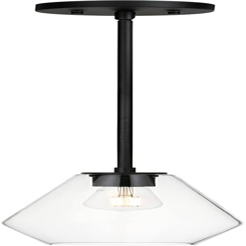 Glass Pendant Lighting, Modern 1 Light Kitchen Pendant Light Fixture Black Adjustable Pendant Lamp XB-P1228-MB