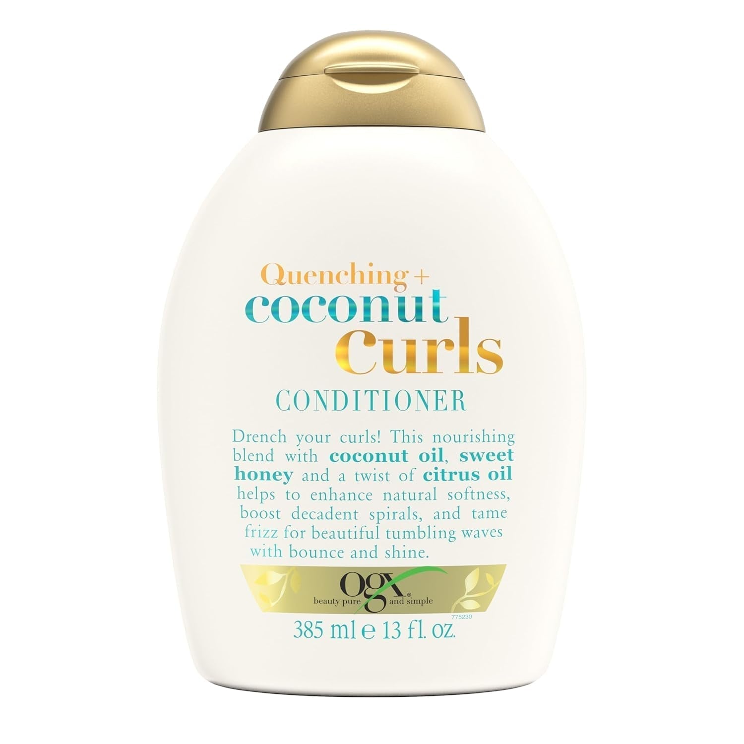 Quenching + Coconut Curls Curl-Defining Conditioner, Nourishing Curly Hair Conditioner with Coconut /Citrus Oil & Honey, Paraben-Free with Sulfate-Free Surfactants, 13Oz