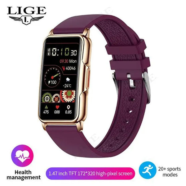 LIGE 2023 Newest 1.47-inch Full Touch Sports Smart Bracelet Watch for Men and Women Fitness Tracker Health Monitors IP67 Waterproof Smart Wristbands Montre Connecter