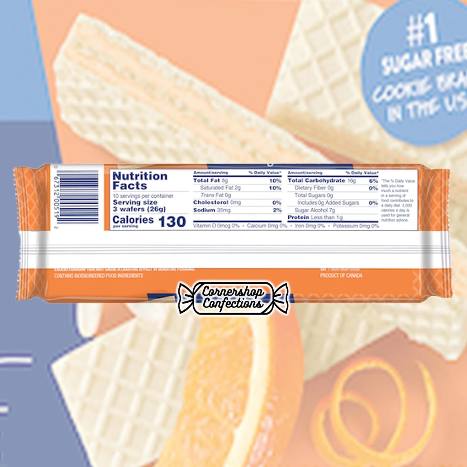 Voortman Sugar Free Wafer Lover'S 6 Flavor Variety - Lemon, Key Lime, Orange Creme, Chocolate, Strawberry, and Vanilla in  Box
