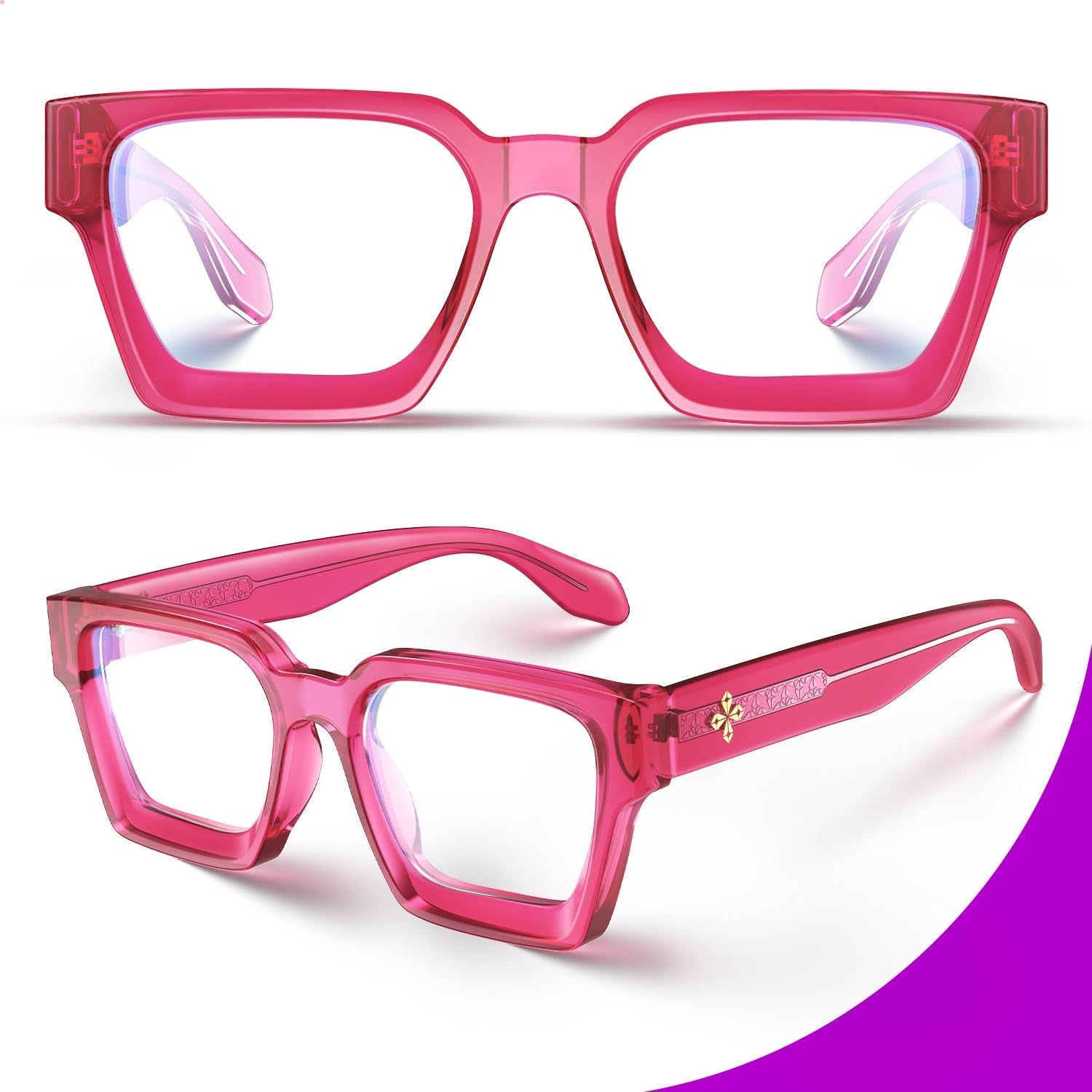 Blue Light Blocking Glasses Rectangle Chic Preppy Look MultiColor Frame for Women Men RIVER