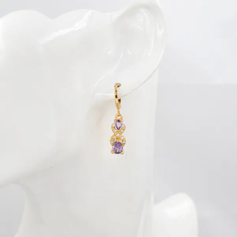 Women Green Cubic Zirconia CZ Teardrop Dangle Earrings Gift For Girl