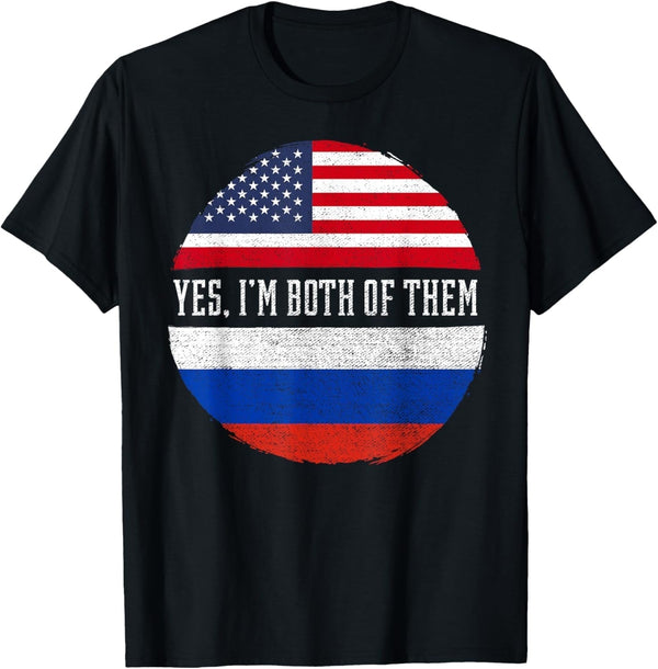 USA Flag Russia Heritage DNA T-Shirt