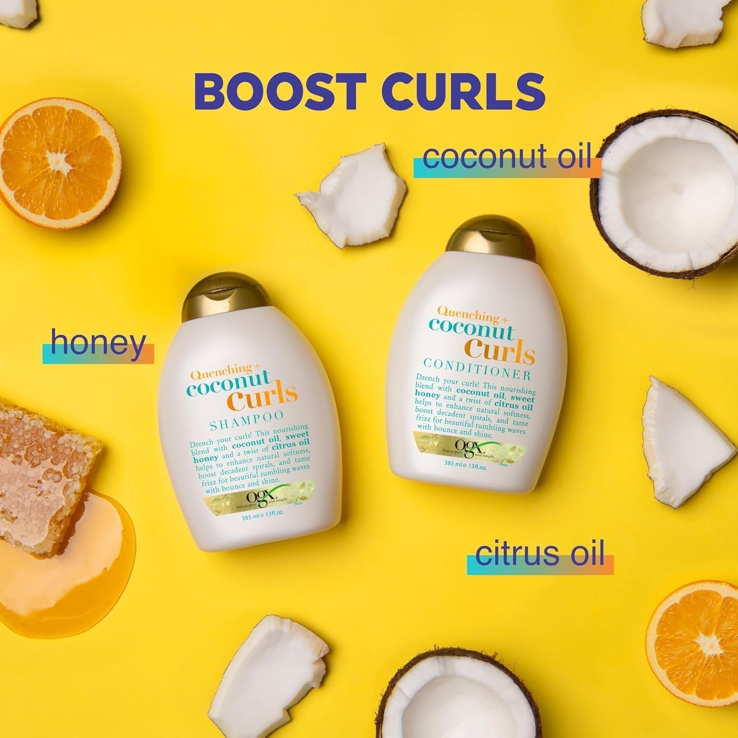 Quenching + Coconut Curls Curl-Defining Conditioner, Nourishing Curly Hair Conditioner with Coconut /Citrus Oil & Honey, Paraben-Free with Sulfate-Free Surfactants, 13Oz