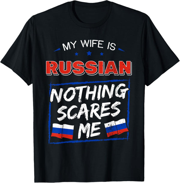My Wife Is Russian Heritage Russian Federation Roots Flag T-Shirt