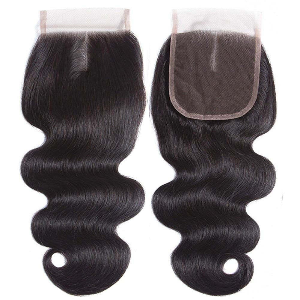 Beauty Princess Body Wave Human Hair 3 Bundles with Closure Double Weft 10A Brazilian Hair Bundles with Closure (14/16/18+12Inch, 3 Bundles with Closure)