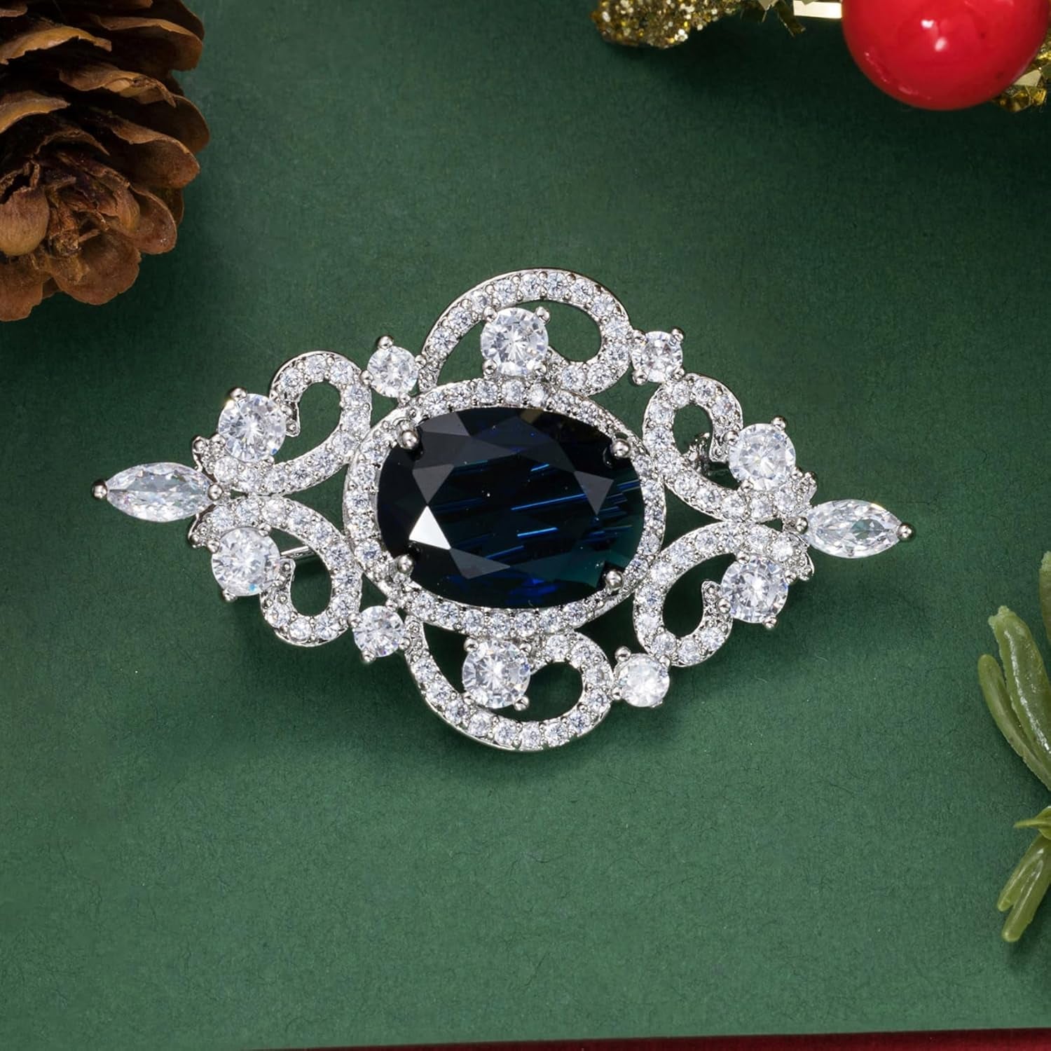 Wedding Formal Accessory Cubic Zirconia Brooch Pendant Pin