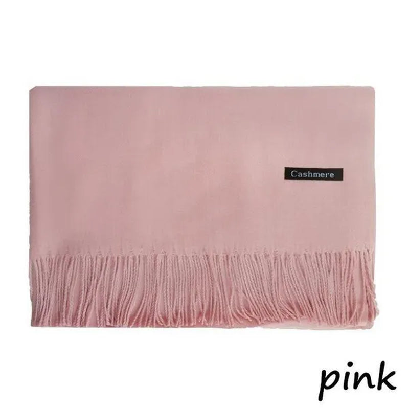 Women Cashmere Wool Scarf Wraps Warm Blanket Scarves Women Solid Color Cashmere Scarves with Tassel Poncho Cashmere Scarfs