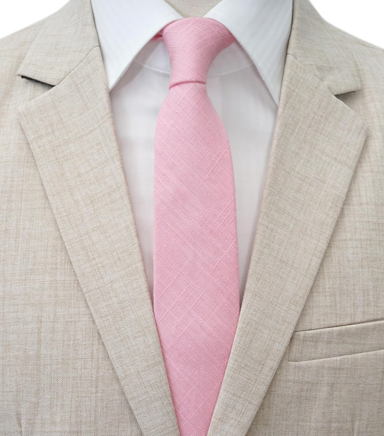2.5 Inch Skinny Ties for Men, Solid Cotton Linen Neckties