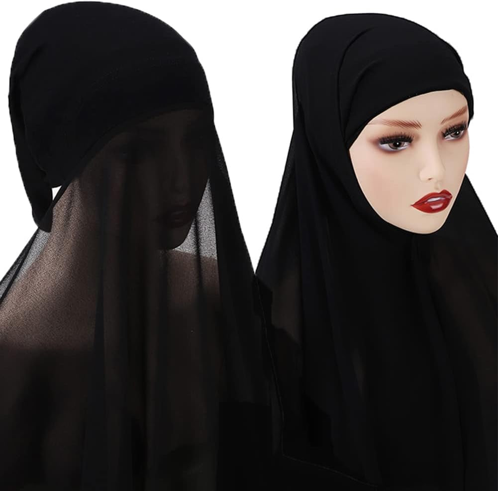 Women Muslim Long Khimar Ramadan Eid Prayer Garment Hijab Scarf Wrap Lightweight Chiffon Abaya Jilbab Islam Niqab