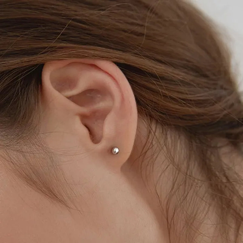 2/3/4/5/6/8Mm Stainless Steel round Pearl Stud Earrings Earrings for Women'S Fashion Party Wedding Jewelry