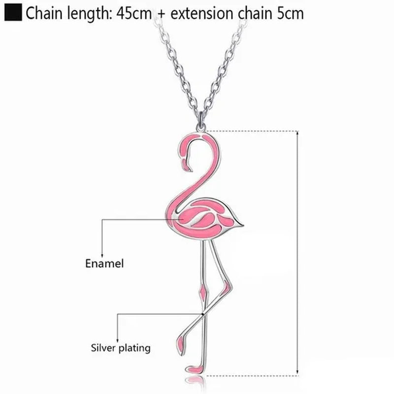 Romantic Elegant Engagement Wedding Linkchain Animal Shape Flamingo Pendant Necklace