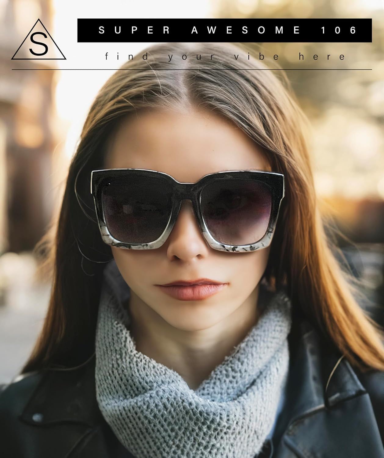 Womens Boyfriend Style XXL Oversize Horned Rim Thick Plastic Sunglasses