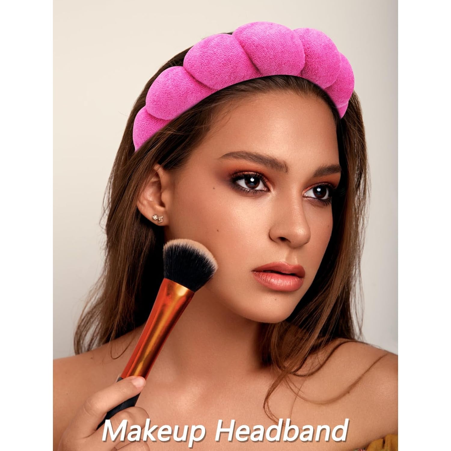6 Pack Makeup and Skincare Headbands - Rose Pink Sponge Hair Bands, Bow Tie Wristbands for Face Washing, Women'S Hair Accessories