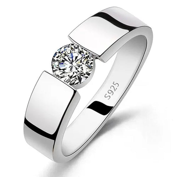 Luxury Fashion Man'S and Woman'S Diamond Wedding Ring Silver Ring Titanium Steel Ring Engagement Bijoux Jewelry