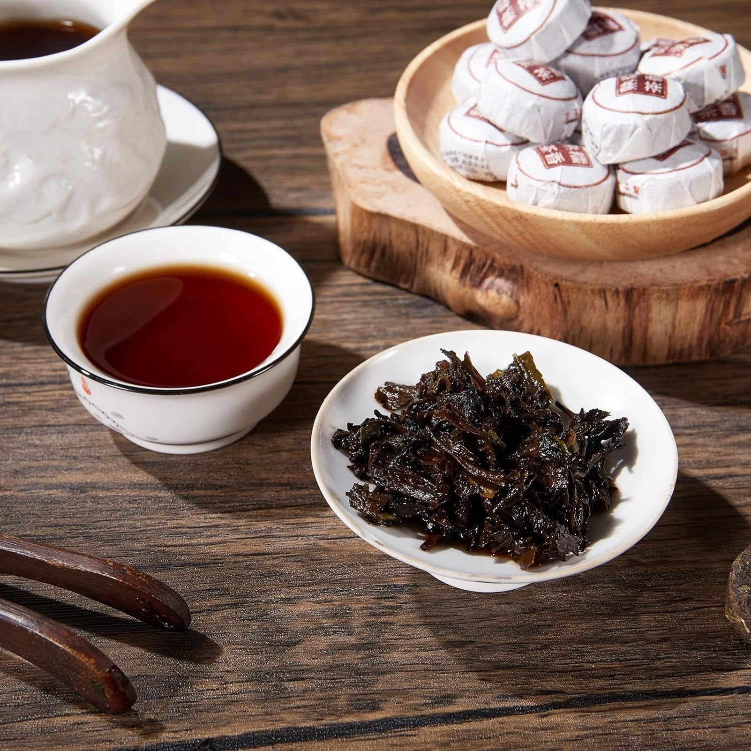 Pu-Erh Tea, Ripe Puerh Tea Mini Tea Cake with Glutinous Rice Fragrant, Loose Leaf Tea (8.47 Ounce/240G)