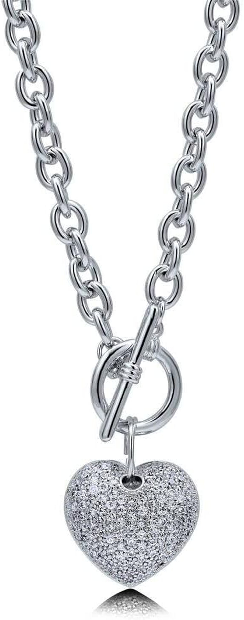 Heart Statement Medium Fashion Anniversary Toggle Pendant Necklace for Women (Gold-Tone, Silver-Tone)