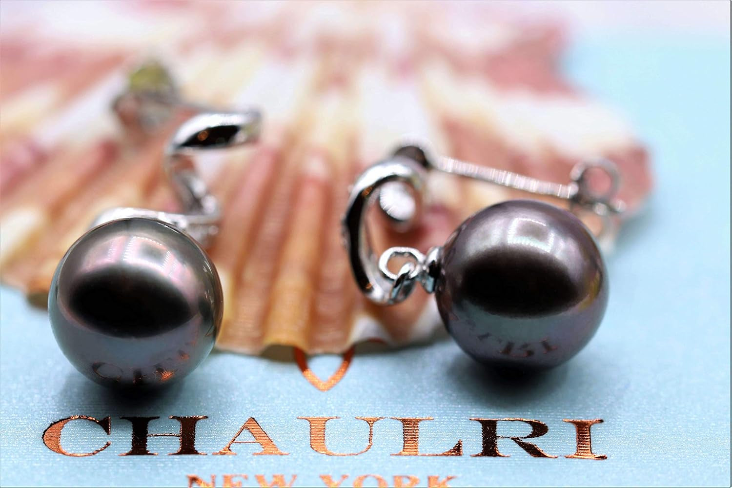 Elegant AAA Quality Genuine 8.5-9.5Mm Tahitian Black Pearl Dangle Drop Earrings - Birthday Anniversary Jewelry Gifts for Women