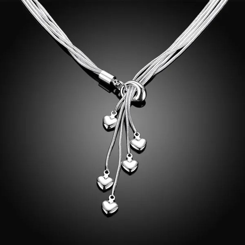 925 Sterling Silver Bracelet Necklace Earrings Set for Women High Quality Heart Shape Wedding and Engagement Jewelry