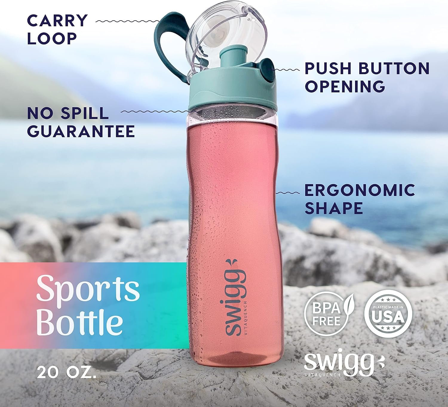 2 Pack BPA Free Sports Water Bottles for School Gym Bicycle Car - Leak Proof Sports Waterbottles - See through Reusable Clear Water Bottle Botella De Agua Made of Tritan Plastic Water Bottle