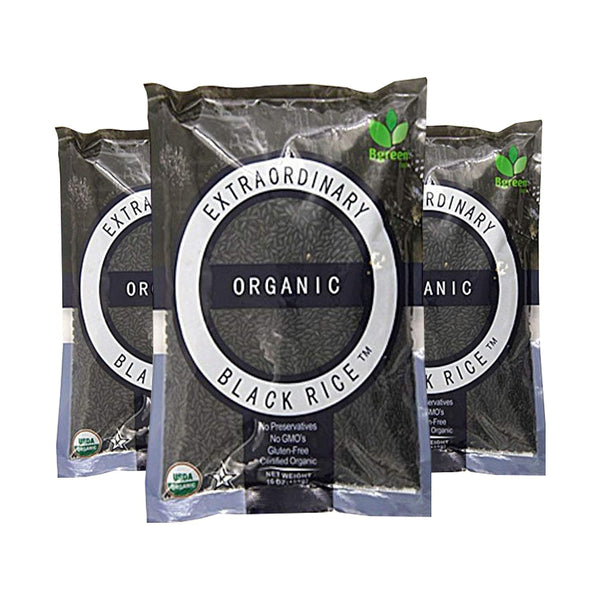 Bgreen Organic Black Rice Pack of 3 Non-Gmo Kosher Gluten Free 3 Lbs