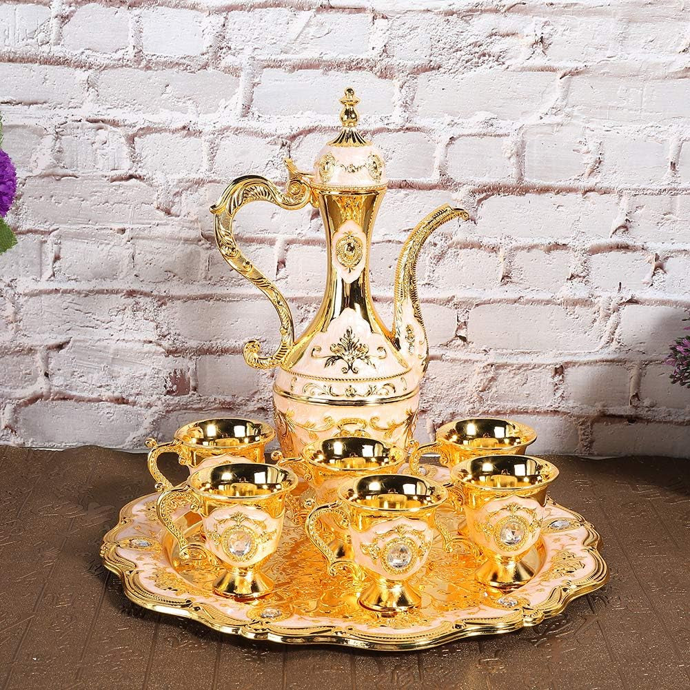 Metal Wine Drinking Cups Hip Flask Set Russian Home Art Crafts Wedding Gift Wine Pot Kit Household Ornaments(1)