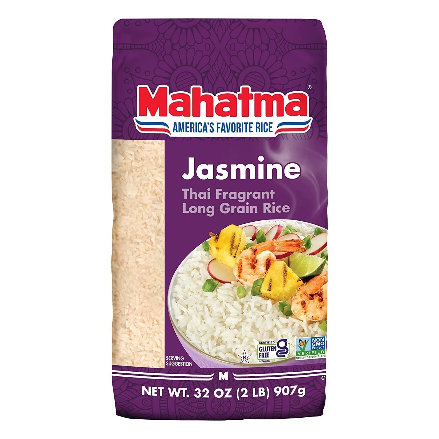 Jasmine Rice, 2Lb Bag of Rice, Thai, Indian, or Cambodian Fragrant Flavored Rice, Stovetop or Microwave Rice