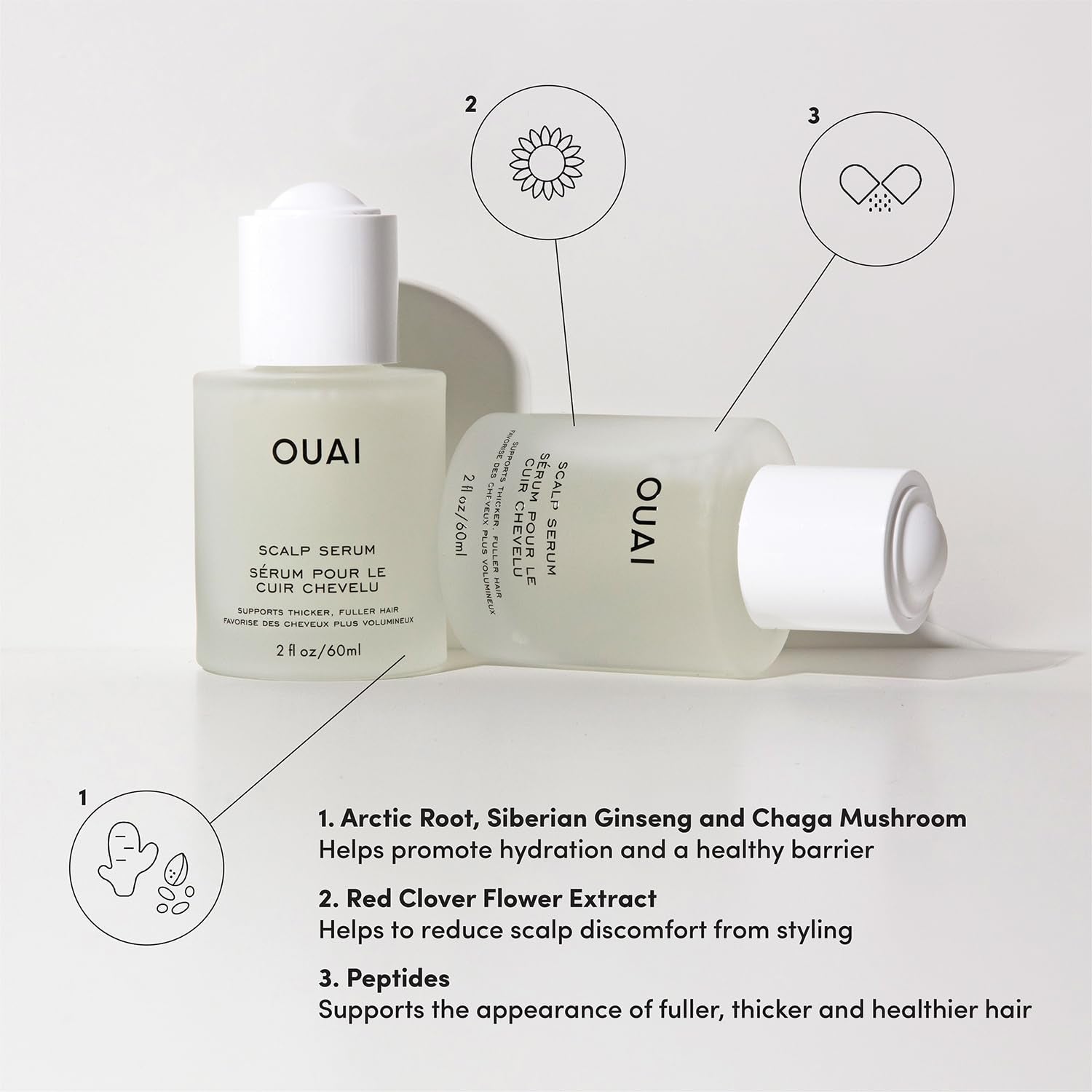 Scalp Serum - Balancing Hair Serum with Red Clover Extract, Siberian Ginseng and Peptides for Thicker and Fuller-Looking Hair - Paraben, Phthalate and Sulfate Free Scalp Care (2 Fl Oz)
