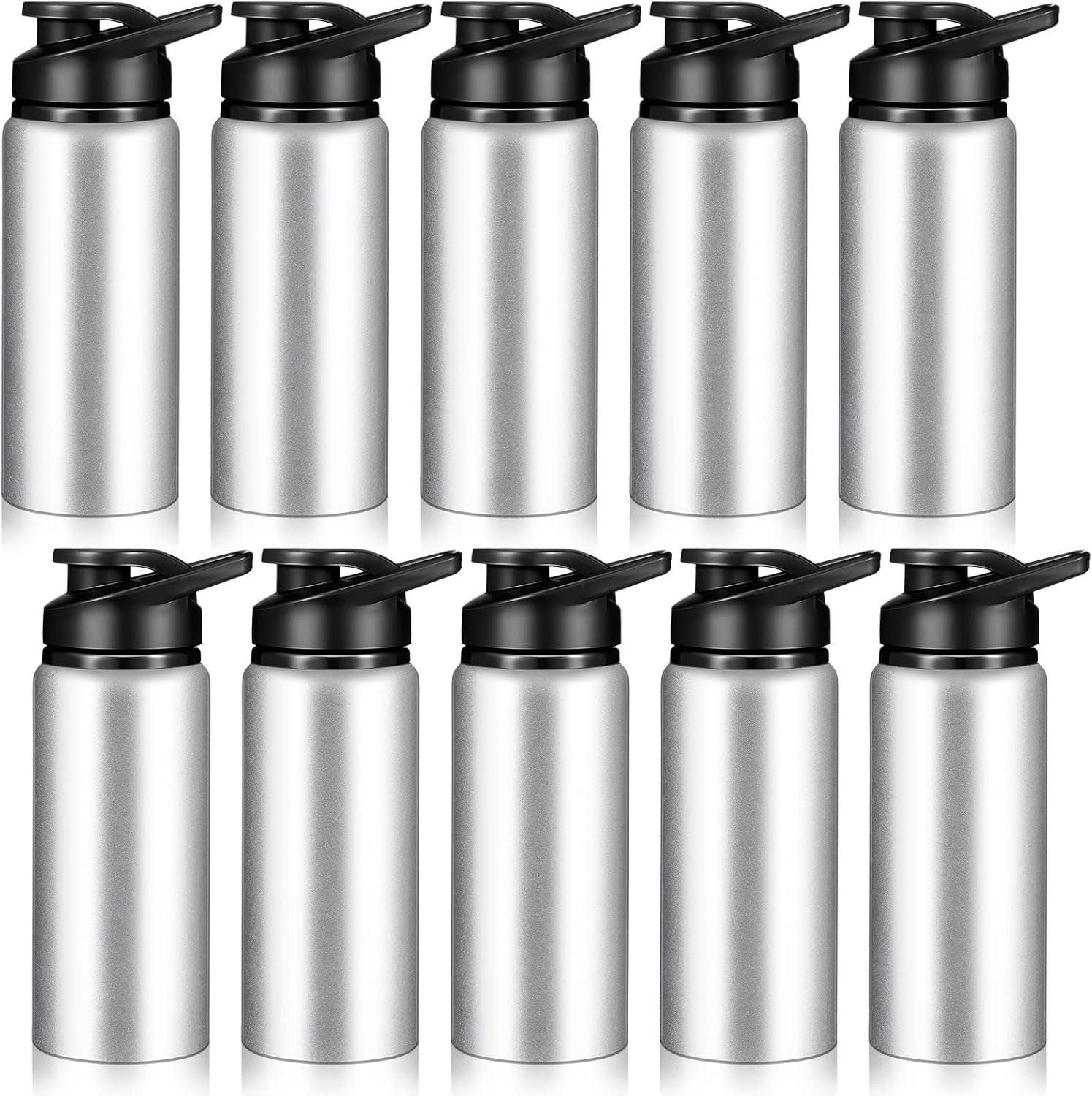 Water Bottle Bulk 20 Oz Aluminum Reusable Bottles Lightweight Snap Lid Water Cups Easy Carry Leak Proof Travel Tumbler for Gym Sports Camping Hiking Fishing