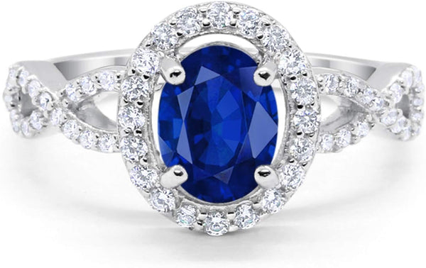 Infinity Art Deco Halo Wedding Engagement Bridal Ring Oval round Cubic Zirconia Solid 925 Sterling Silver Choose Color