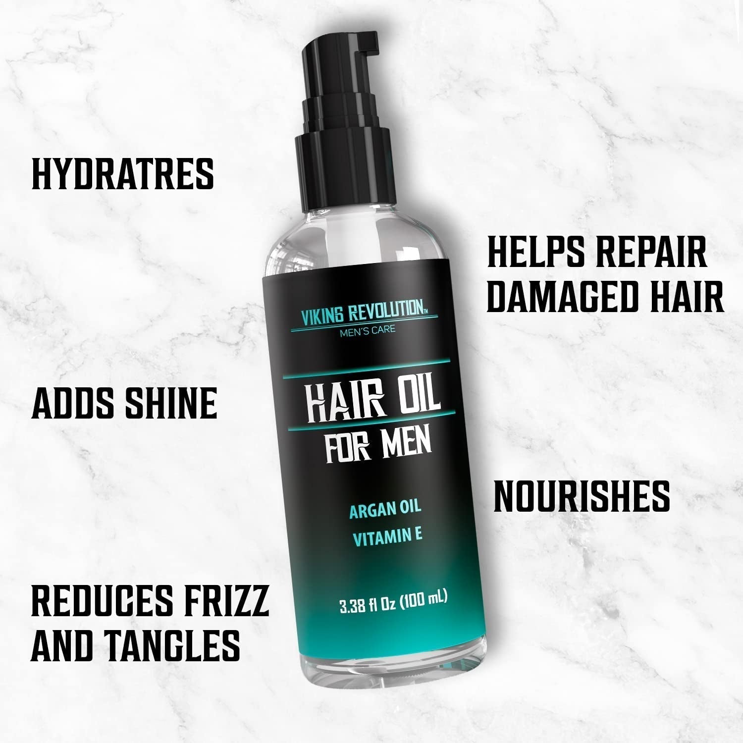 Hydrating Hair Oil for Men - Mens Hair Oil Men with Vitamin E Dry Hair Oils with Argan Oil - Sunflower Seed Oil Hair Serum Repair, Hidrate Hair Treatment Oils (3.38 Fl Oz)