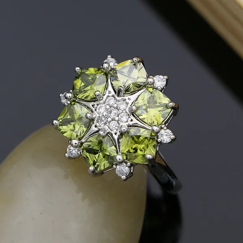 925 Sterling Silver Decoration Bridal Jewelry Olive Green Topaz Jewelry Sets for Women Fashion Earrings Turkish Jewelry