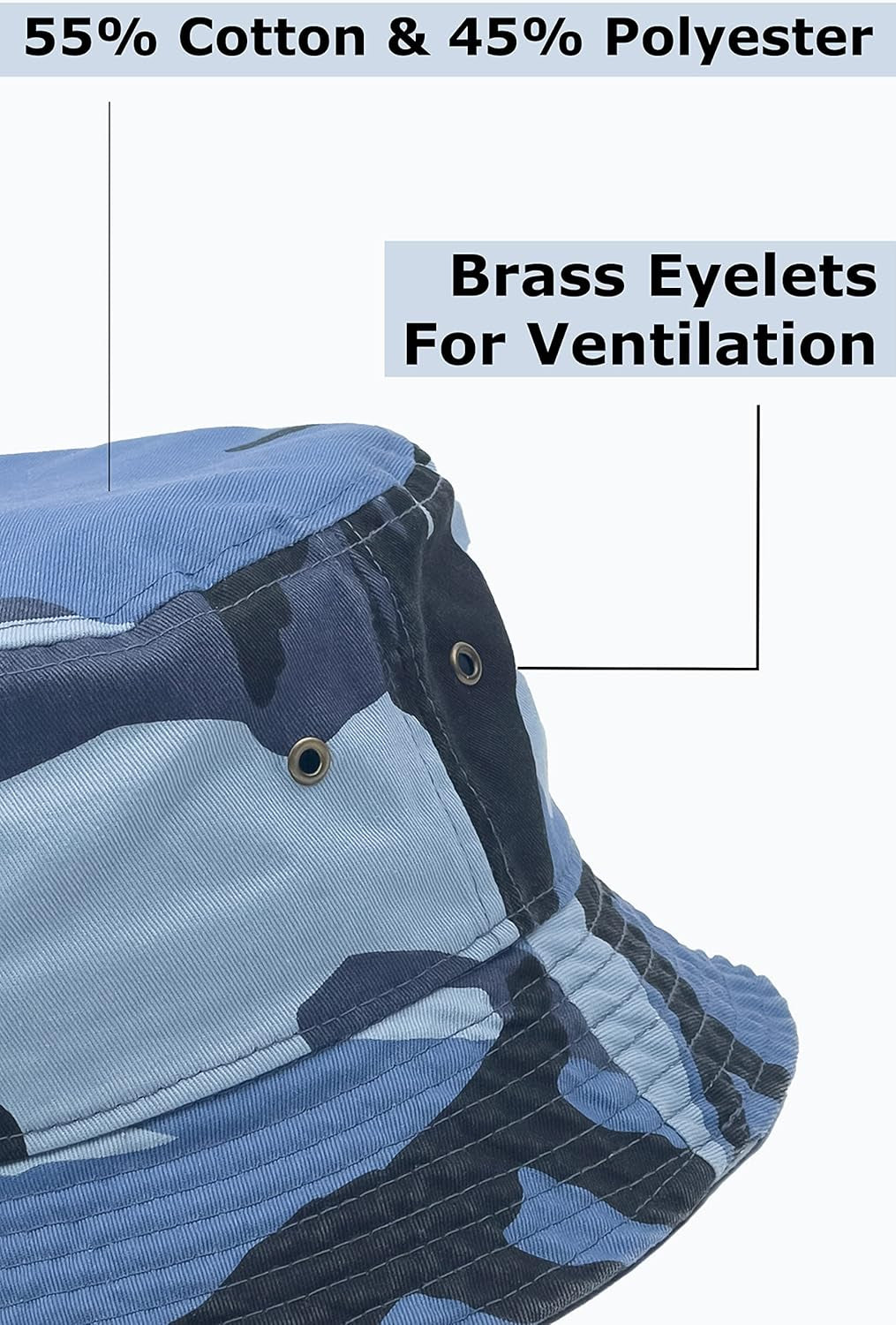 Bucket Hat 100% Cotton & Denim Lightweight Packable Outdoor Summer Beach Fishing Sun Hat