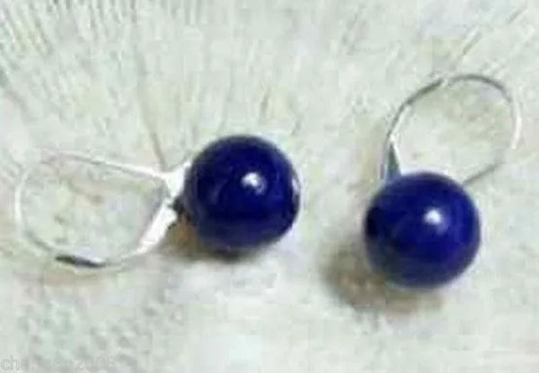 Tibet Silver Asia Lapis 10mm Lazuli Dangle Earrings