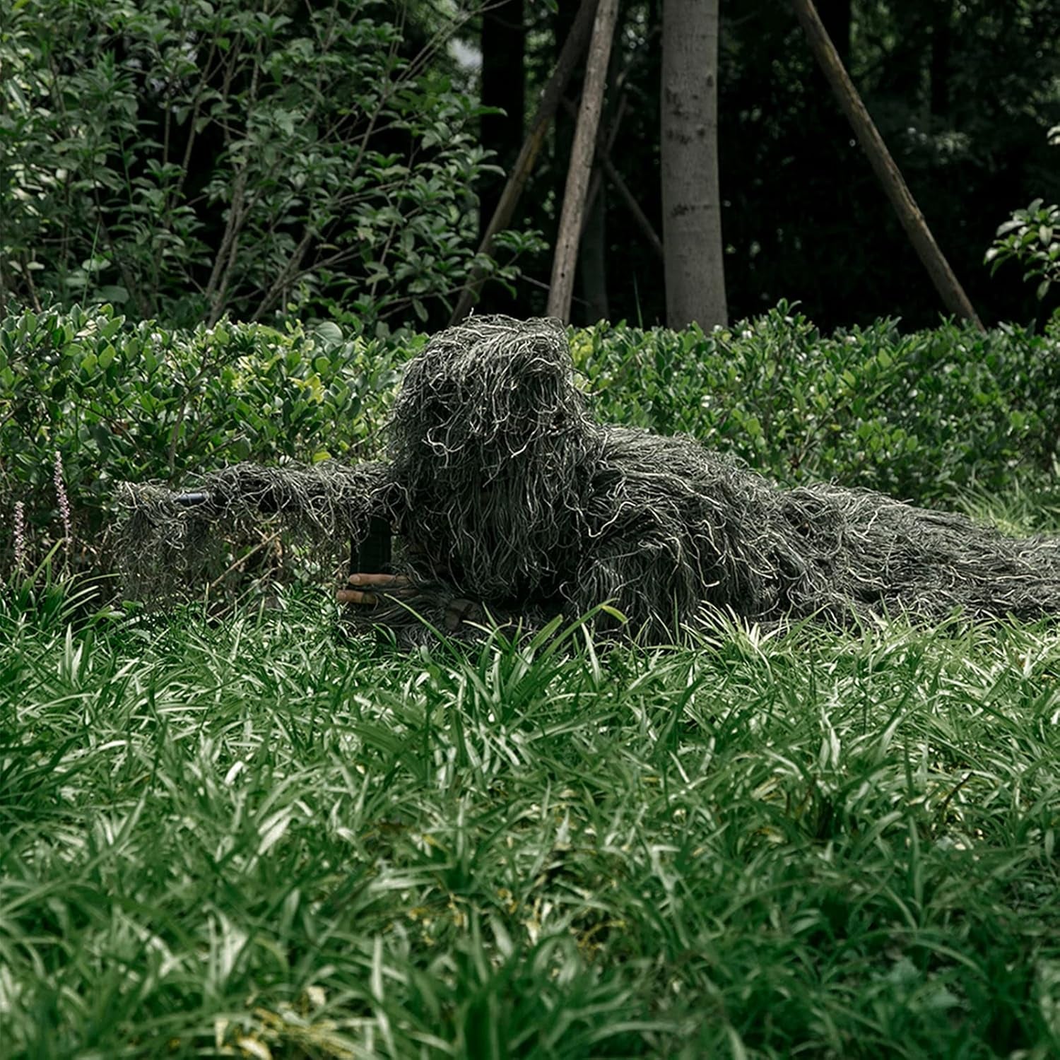 5 in 1 Ghillie Suit, 3D Camouflage Hunting Apparel W/Jacket, Pants, Hood, Carry Bag for Adults/Youth, S/M/L/XL/XXL