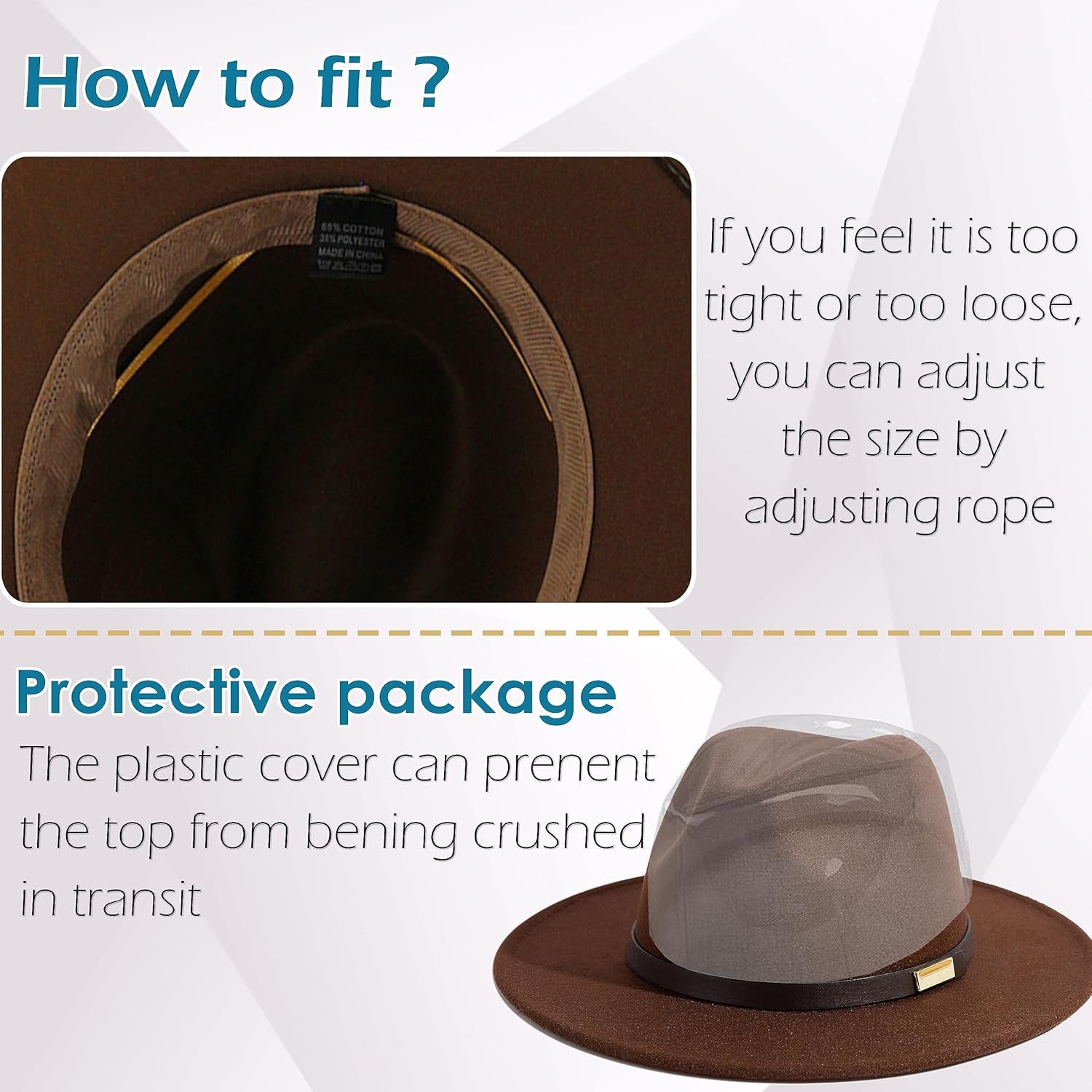 Fedora Hats for Men Wide Brim Panama Hat with Classic Belt