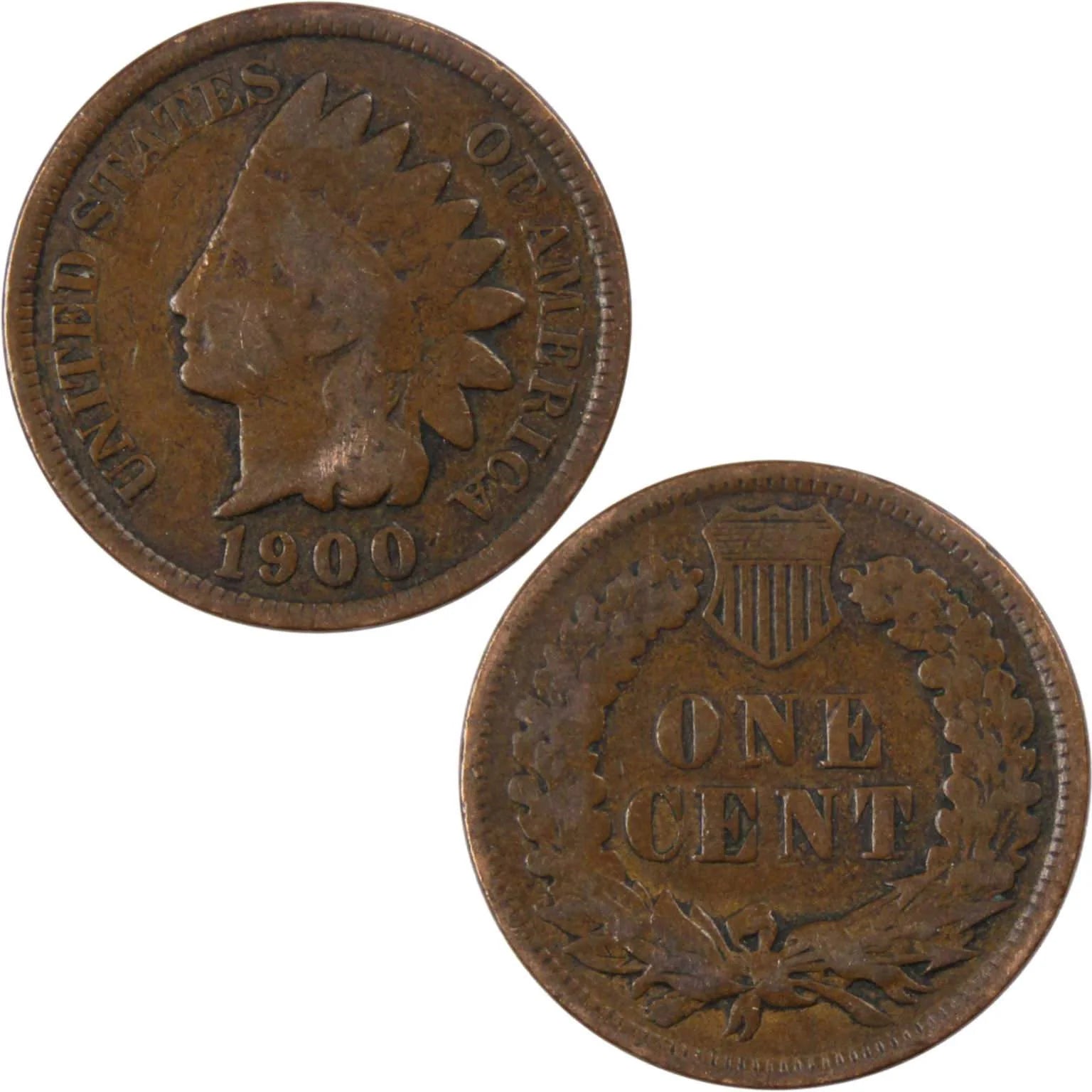 1900 Indian Head Cent AG about Good Bronze Penny 1C Coin Collectible Master Coins