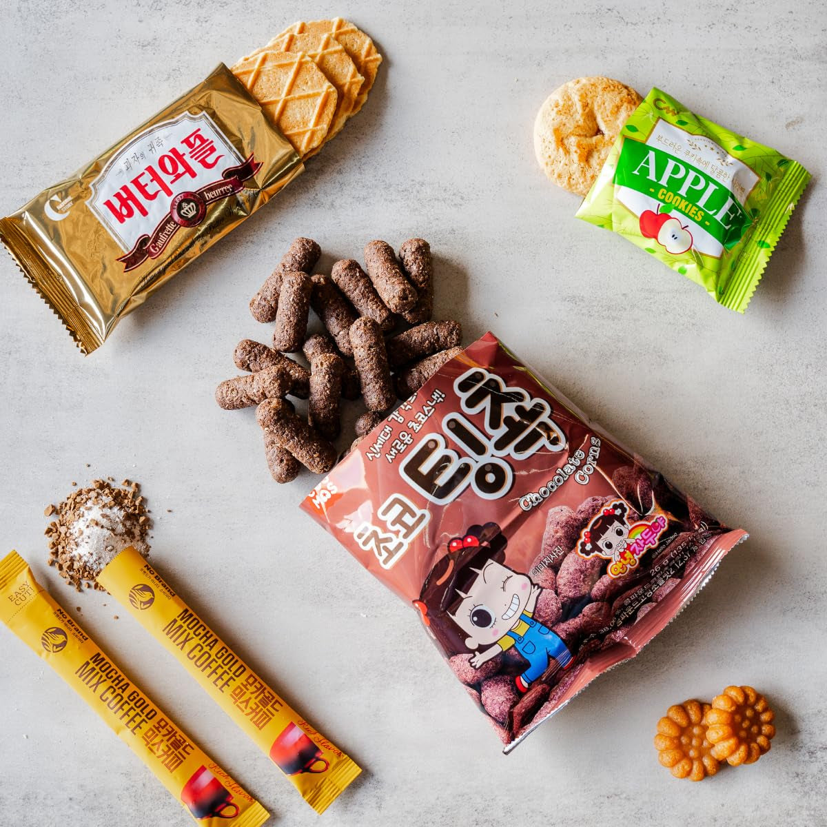 Korean Variety Snack Box - 24 Packs. Tteokbokki Snacks, Cookies, Crackers, Coffee Mix and Candy, Gift Snacks, Care Package, Korea Assortment Treats for Adult, Kids, College, Students