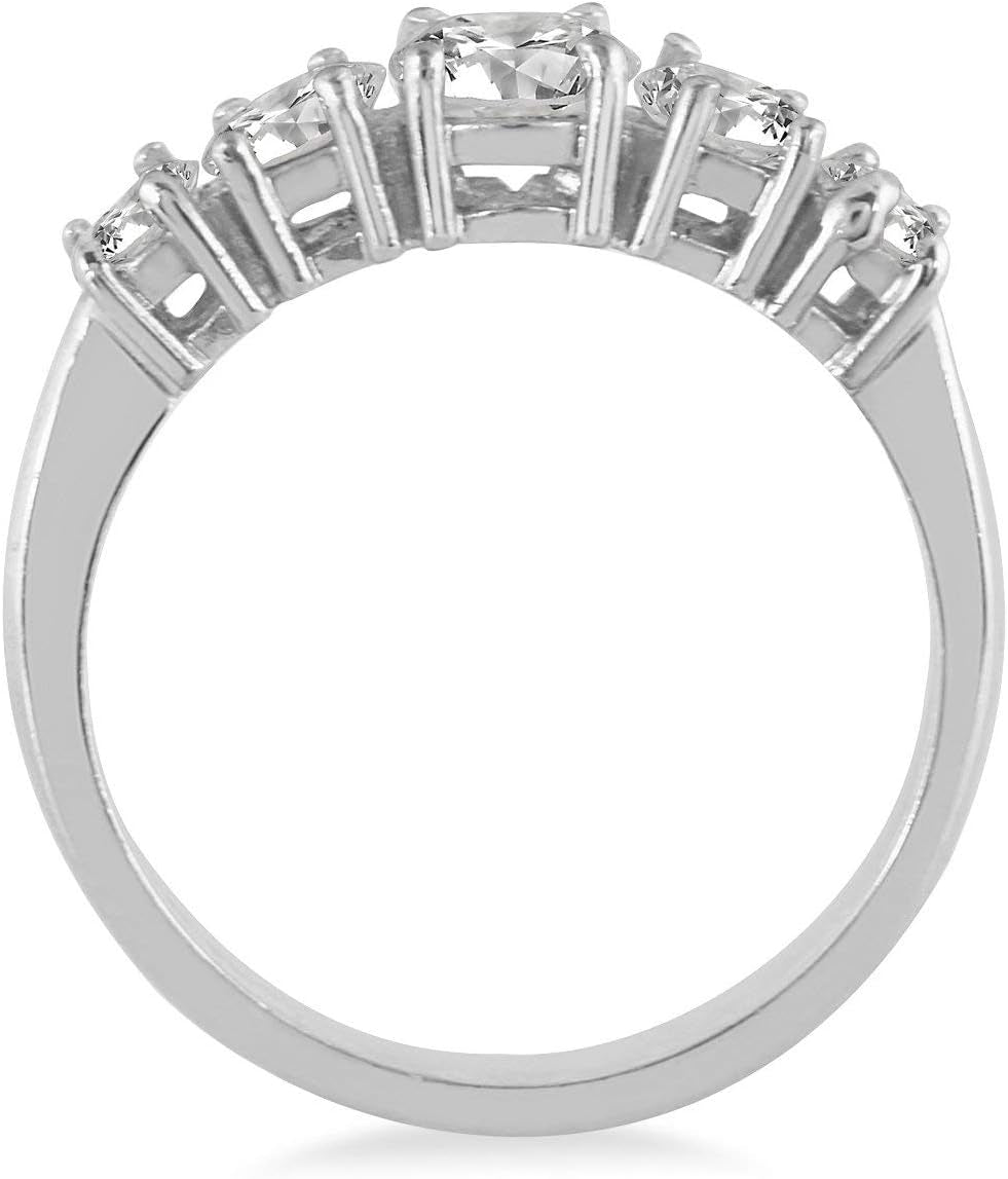 AGS Certified 1 1/4 Carat TW 5 Stone White Diamond Ring in 14K White Gold