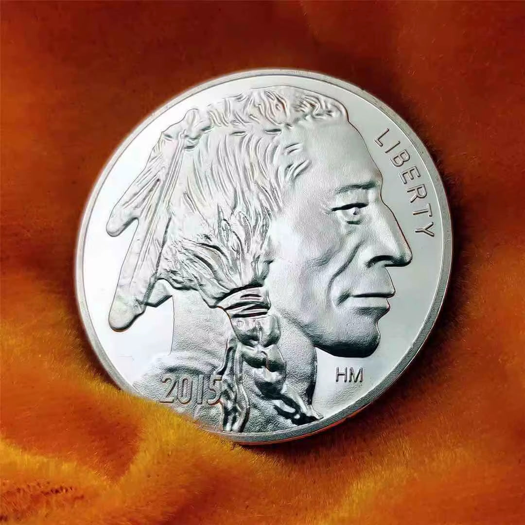 Non-Magnetic USA Commemorative Coins Fine Silver 2015 Liberty Indian/Buffalo Challenge Collectible Souvenir Gifts